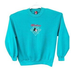 VTG Walt Disney Mickey Mouse Embroidered Crewneck Sweatshirt Large USA Made 90s
